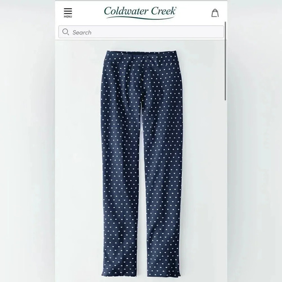 NWOT- Women’s Coldwater Creek Anywear Heart Print Ponte Ankle Pants. Size 14. - Picture 1 of 8